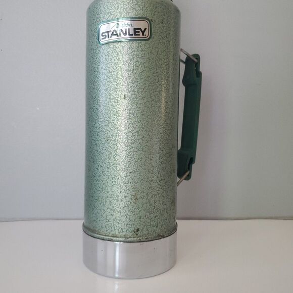 Stanley Aladdin Green Vintage Stainless Steel 1 Quart Thermos Bottle w Handle - Picture 3 of 13